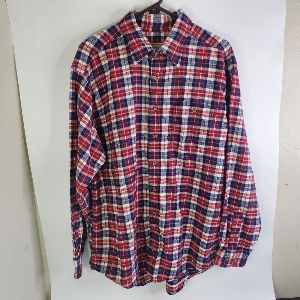 Woolrich Shirt Mens XL Plaid Flannel  Long Sleeve Navy/Black/Red/White